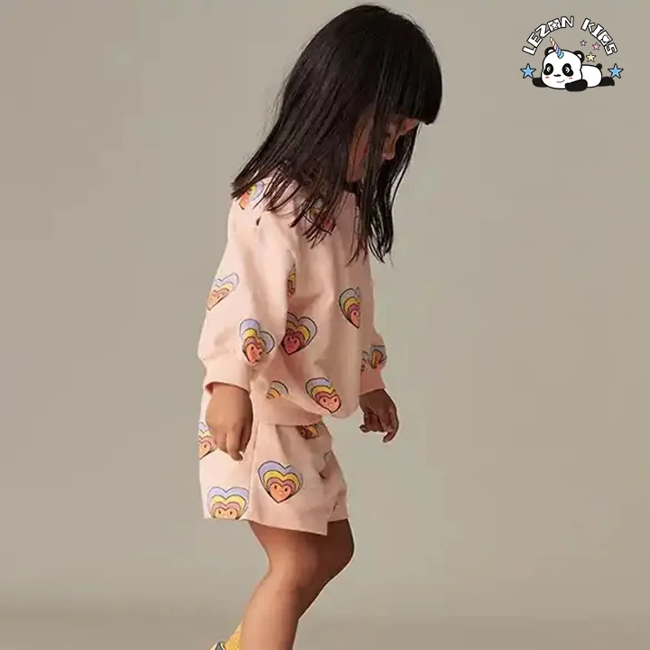 LEZONKIDS - Customizable Spring Sport Casual Long Sleeve and Shorts Girls Clothing Sets for 11 Years Old